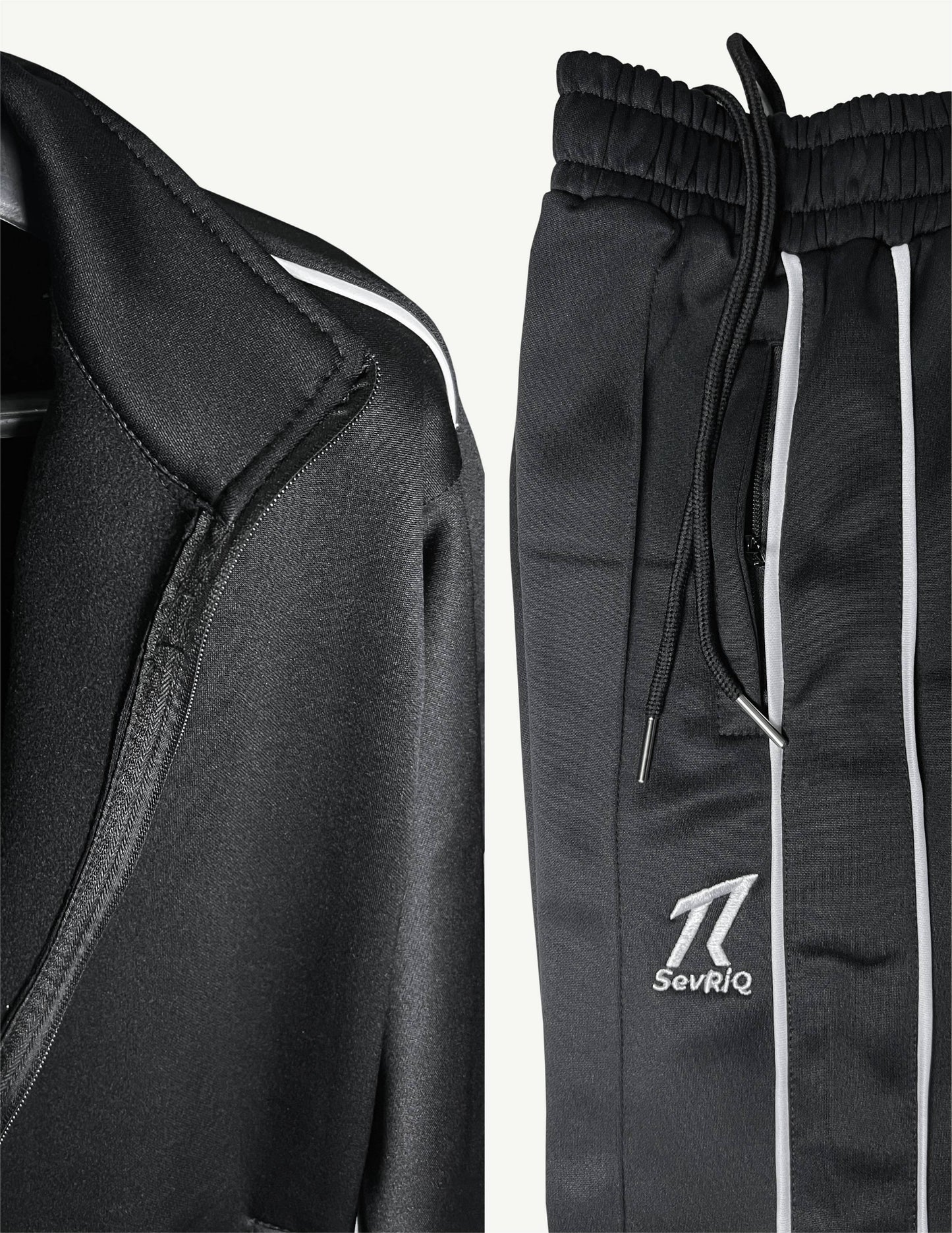 SevRiQ Premium Fleece Tracksuit in Black | Men’s Full Set