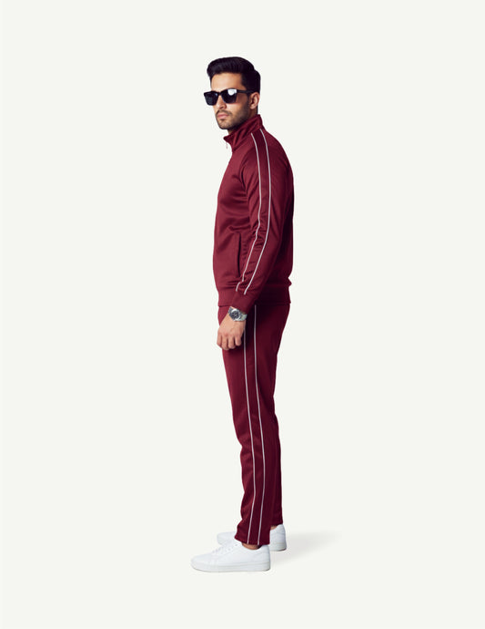 SevRiQ Premium Fleece Tracksuit in Maroon | Men’s Full Set